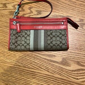 Coach Stylish Coral and Brown Women's Wristlet